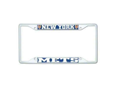 License Plate Frame with New York Mets; White (Universal; Some Adaptation May Be Required)