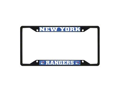 License Plate Frame with New York Rangers Logo; Black and Blue (Universal; Some Adaptation May Be Required)