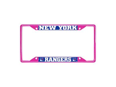 License Plate Frame with New York Rangers; Pink (Universal; Some Adaptation May Be Required)