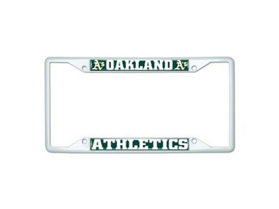 License Plate Frame with Oakland Athletics; White (Universal; Some Adaptation May Be Required)