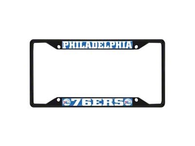 License Plate Frame with Philadelphia 76ers Logo; Black and Blue (Universal; Some Adaptation May Be Required)