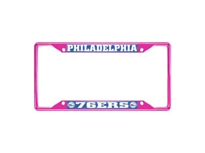 License Plate Frame with Philadelphia 76ers; Pink (Universal; Some Adaptation May Be Required)