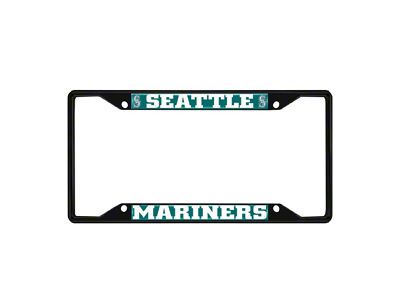 License Plate Frame with Seattle Mariners Logo; Black and Teal (Universal; Some Adaptation May Be Required)