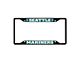 License Plate Frame with Seattle Mariners Logo; Black and Teal (Universal; Some Adaptation May Be Required)