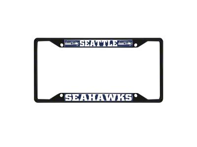 License Plate Frame with Seattle Seahawks Logo; Black and Blue (Universal; Some Adaptation May Be Required)