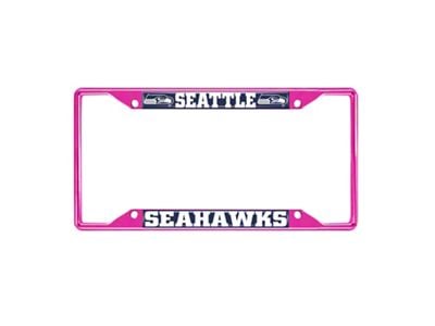 License Plate Frame with Seattle Seahawks; Pink (Universal; Some Adaptation May Be Required)