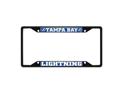 License Plate Frame with Tampa Bay Lightning Logo; Black and Blue (Universal; Some Adaptation May Be Required)