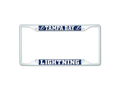 License Plate Frame with Tampa Bay Lightning; White (Universal; Some Adaptation May Be Required)