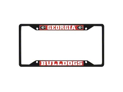 License Plate Frame with University of Georgia Logo; Black and Red (Universal; Some Adaptation May Be Required)