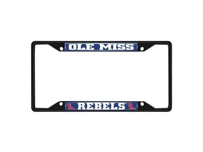 License Plate Frame with University of Mississippi Logo; Black and Red (Universal; Some Adaptation May Be Required)