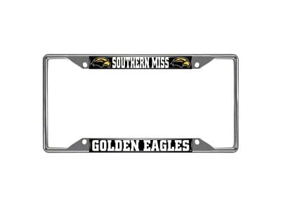 License Plate Frame with University of Southern Mississippi Logo; Chrome (Universal; Some Adaptation May Be Required)