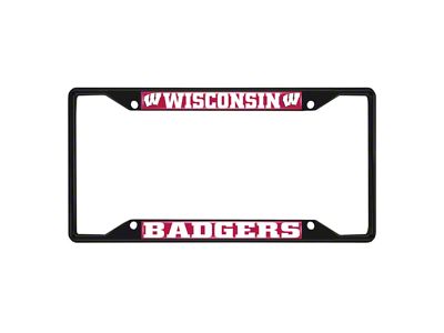 License Plate Frame with University of Wisconsin Logo; Black and Red (Universal; Some Adaptation May Be Required)