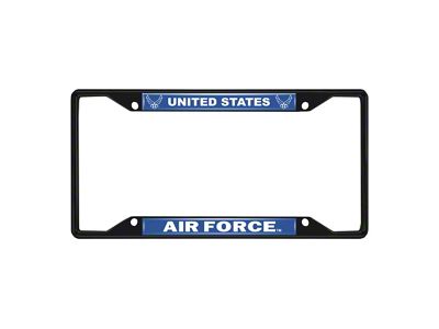 License Plate Frame with U.S. Air Force Logo; Black and Blue (Universal; Some Adaptation May Be Required)