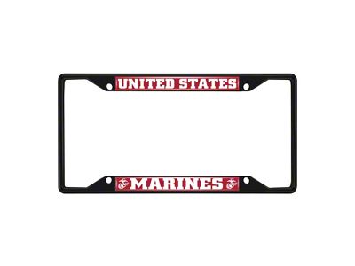 License Plate Frame with U.S. Marines Logo; Black and (Universal; Some Adaptation May Be Required)