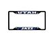 License Plate Frame with Utah Jazz Logo; Black and Chrome (Universal; Some Adaptation May Be Required)