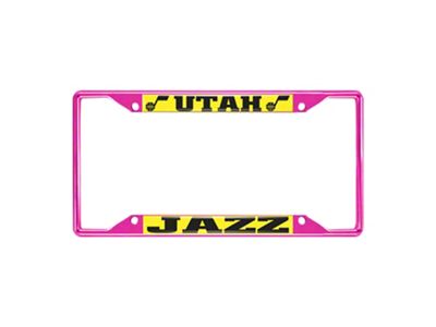 License Plate Frame with Utah Jazz; Pink (Universal; Some Adaptation May Be Required)