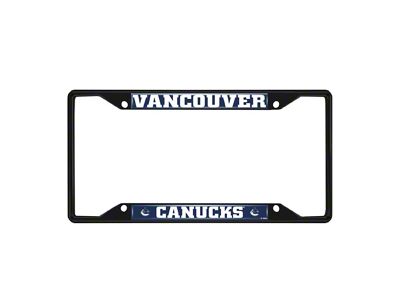 License Plate Frame with Vancouver Canucks Logo; Black and Navy (Universal; Some Adaptation May Be Required)