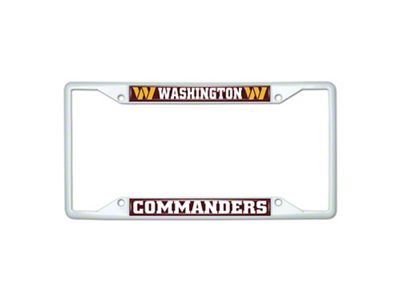 License Plate Frame with Washington Commanders; White (Universal; Some Adaptation May Be Required)