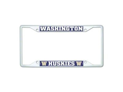 License Plate Frame with Washington; White (Universal; Some Adaptation May Be Required)