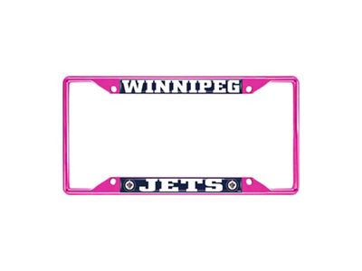 License Plate Frame with Winnipeg Jets; Pink (Universal; Some Adaptation May Be Required)