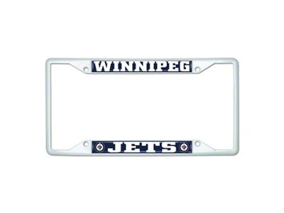 License Plate Frame with Winnipeg Jets; White (Universal; Some Adaptation May Be Required)