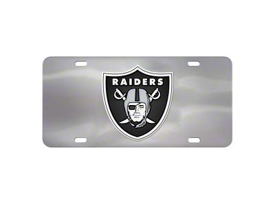 License Plate with Las Vegas Raiders Logo; Stainless Steel (Universal; Some Adaptation May Be Required)