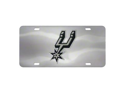 License Plate with San Antonio Spurs Logo; Stainless Steel (Universal; Some Adaptation May Be Required)