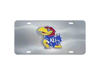 License Plate with University of Kansas Logo; Stainless Steel (Universal; Some Adaptation May Be Required)