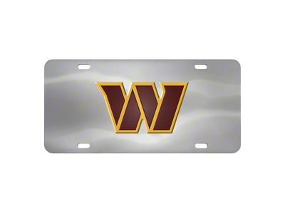 License Plate with Washington Commanders Logo; Chrome (Universal; Some Adaptation May Be Required)