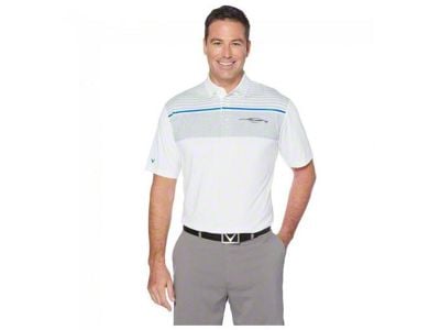 Men's Callaway Multi-Striped Polo Shirt; White