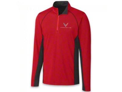 Men's Colorblock Half Zip Jacket; Red/Black