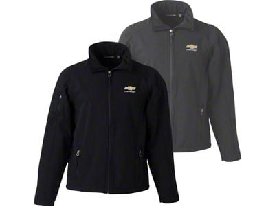 Men's Soft Shell Jacket with Gold Bowtie and Chevrolet Script; Graphite