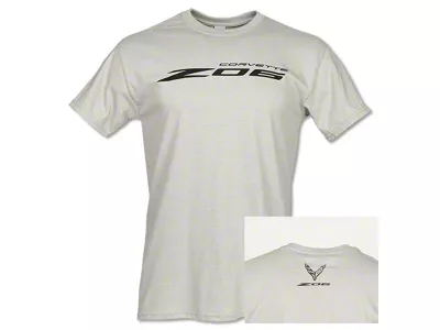 Men's T-Shirt with C8 Z06 Logos Front and Back; Silver