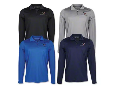 Men's Under Armour 1/4 Zip Long Sleeve Polo Shirt with C8 Logos; Graphite