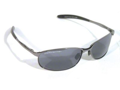 Metal Frame Sunglasses with Corvette Logo; Gunmetal