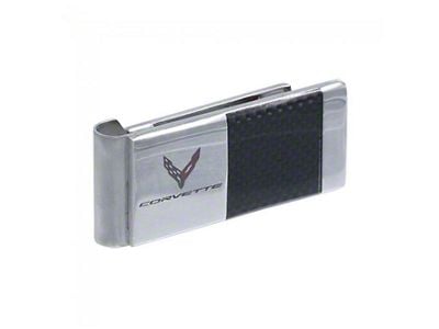 Money Clip with Corvette Logo; Stainless Steel