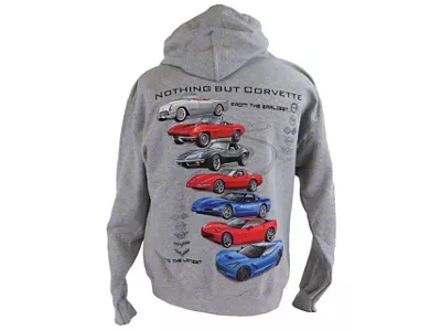 Nothing But Corvette Hooded Sweatshirt; Gray