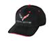 Premium Structured Hat with C7 Logos and Sandwiched Brim; Black/Red