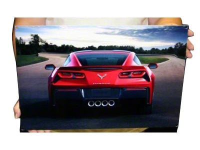 Red Rear Corvette Metal Sign