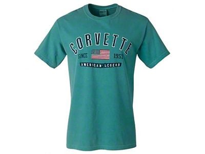 Soft Washed Distressed American Flag T-Shirt; Seafoam