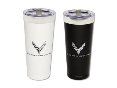 Stainless Steel Thermal Tumbler with C8 Contrasting Logos; Black