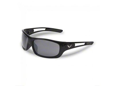 Sunglasses with Crossed Flags Logo; Gloss Black