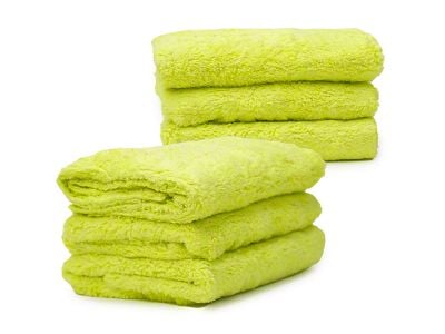 Super Soft Microfiber Dryer Towel; 16-Inch x 16-Inch; Lime Green; Pack of 6