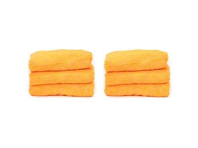 Super Soft Microfiber Dryer Towel; 16-Inch x 16-Inch; Orange; Pack of 6