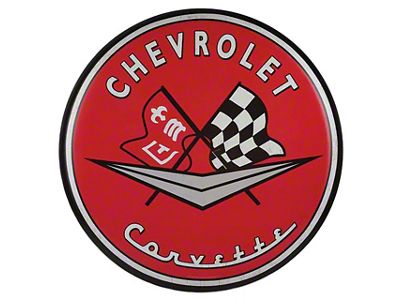 Tin Button Sign; Chevrolet Corvette