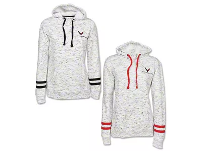 Women's Melange C8 Emblem Hoodie; Gray with Black Accents