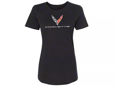 Women's Next Generation with C8 Logo and Script T-Shirt; Black