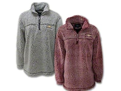 Women's Sherpa Pullover with Gold Bowtie and Chevrolet Script; Frosty Garnet