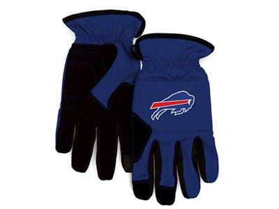 Work Gloves with Buffalo Bills Logo; Royal Blue/Black (Universal; Some Adaptation May Be Required)