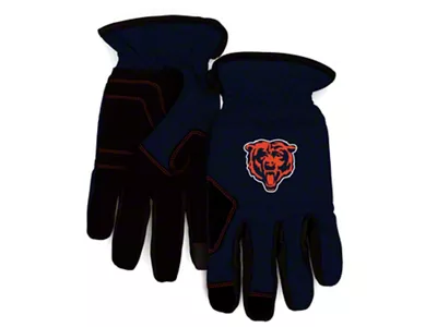 Work Gloves with Chicago Bears Logo; Navy Blue/Black (Universal; Some Adaptation May Be Required)